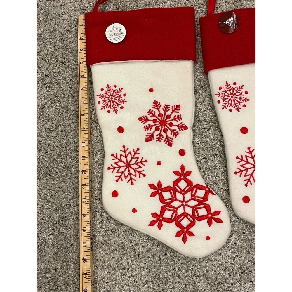 Christmas Stockings By‎ Enchanted Forest White & Red 18